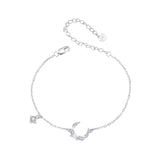 925 Sterling Silver CZ Bracelet with White Gold Plating, 150mm Length for Women