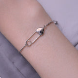 925 Sterling Silver Bracelet with CZ Pendant - 160mm Length and 8x26mm Pendant Size for Women
