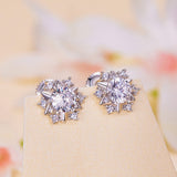 925 Sterling Silver 5.0mm Moissanite Earrings with CZ, 1.0cm for Women