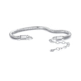 925 Sterling Silver Plated Platinum 140mm Chain Thickness 3mm Bracelet for Women