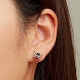925 Sterling Silver Earrings with Pavé Setting CZ and Transparent Glass