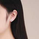 925 Sterling Silver Earrings with Pavé Setting CZ and High-Quality Nacre