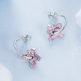 925 Sterling Silver Enamel White Gold Plated Earrings Size 20*14mm