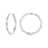 925 Sterling Silver White Gold Plated Hoop Earrings with CZ - 2.0cm