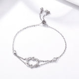 925 Sterling Silver Heart Shaped Bracelet 22CM for Women