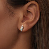 925 Sterling Silver Earrings with Transparent Glass, 5x12mm for Women