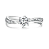 925 Sterling Silver Platinum Plated 5mm CZ Ring Size 6 for Women