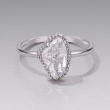 925 Sterling Silver Ring with Transparent Glass and CZ, 0.15cm Width, for Women