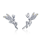 925 Sterling Silver Stud Earrings with CZ, 1.2 x 1.5cm & 1.5 x 0.9cm, Women