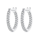 925 Sterling Silver Earrings with Pave Setting CZ in White Gold for Women