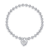 925 Sterling Silver Bracelet with Pavé Setting CZ and Platinum Plating, 17cm for Women