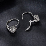 925 Sterling Silver Moissanite Earrings with CZ in White Gold, 1.8cm for Women
