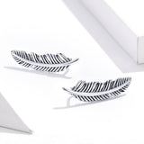 925 Sterling Silver Earrings - Oxidized Silver - 2.4cm x 0.7cm - Women