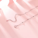 925 Sterling Silver Necklace with Transparent Glass, 18x15mm Pendant for Women