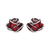 925 Sterling Silver Enamel Plated White Gold Earrings 0.7*1cm for Women