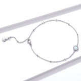 925 Sterling Silver Opal Bracelet for Women - Adjustable Size, Translucent Color