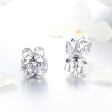 925 Sterling Silver Plated Platinum 0.6cm CZ Earrings