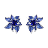 925 Sterling Silver Earrings with Enamel Process and Pavé Setting CZ