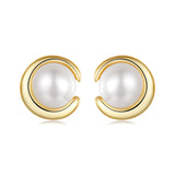 925 Sterling Silver Freshwater Pearl Gold Plated Earrings