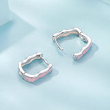 925 Sterling Silver Earrings with Enamel in White Gold Finish - 13*3mm for Women