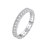 925 Sterling Silver S925 Pavé Setting CZ Ring for Women, Size 6.0, Width 2.6mm