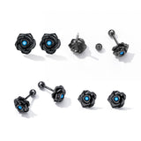 925 Sterling Silver Earrings with Turquoise and Black Gold Finish
