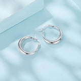 925 Sterling Silver White Gold Plated Earrings 3.0*0.7cm for Women