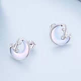 925 Sterling Silver Earrings with Transparent Glass, 13mm x 12mm for Women
