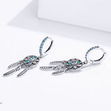 925 Sterling Silver Oxidized Silver Pavé CZ Earrings for Women, Size: 4*1 cm