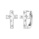 925 Sterling Silver Hoop Earrings with Pavé Setting CZ, 1.3x0.8cm, for Women