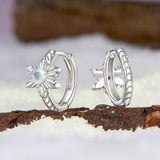 925 Sterling Silver Earrings with Transparent Glass and White Gold Plating