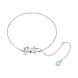 925 Sterling Silver White Gold Plated Moonstone CZ Bracelet for Women