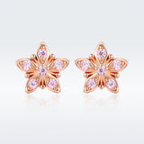 925 Sterling Silver Rose Gold Plated Pavé Setting CZ Earrings