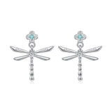 925 Sterling Silver Earrings with Pavé Setting CZ and Transparent Glass