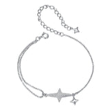 925 Sterling Silver & White Gold Plated Pave Setting CZ Bracelet 15+6cm