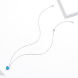 925 Sterling Silver Plated Translucent Opal Necklace 45cm for Women
