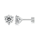 925 Sterling Silver Moissanite Earring 0.7cm White Gold Plated for Women