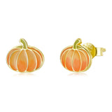 925 Sterling Silver Earrings with Enamel Finish in Gold Plating - 0.8*0.9cm for Women