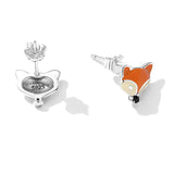 925 Sterling Silver Earrings with Pavé Setting and Enamel Process, Oxidized, 0.7*0.9cm for Women