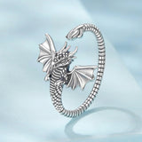 925 Sterling Silver Oxidized Dragon Ring