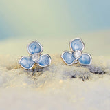 925 Sterling Silver Enamel White Gold Plated CZ Earrings