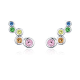 925 Sterling Silver Earrings with Pavé Setting CZ, 0.5x1.2 cm for Women