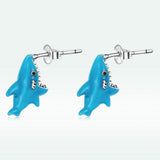925 Sterling Silver Oxidized Enamel Earrings for Women - 1.3x0.5cm