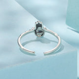 925 Sterling Silver Hamsa Hand Ring with Synthetic Spinel for Women