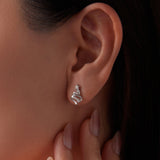 925 Sterling Silver Earrings with White Gold Plating and CZ