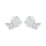 925 Sterling Silver White Gold Plated Resin Earrings 8x10mm for Women