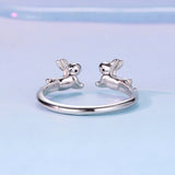 925 Sterling Silver Rabbit Ring with Pavé Setting CZ in White Gold for Women