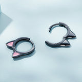 925 Sterling Silver Enamel Black Gold Plated Earrings for Women