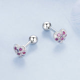 925 Sterling Silver Earrings with Pavé Setting CZ in White Gold for Women