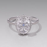 925 Sterling Silver Ring with Transparent Glass & Nano Opal, Width 0.18cm, Style E, for Women